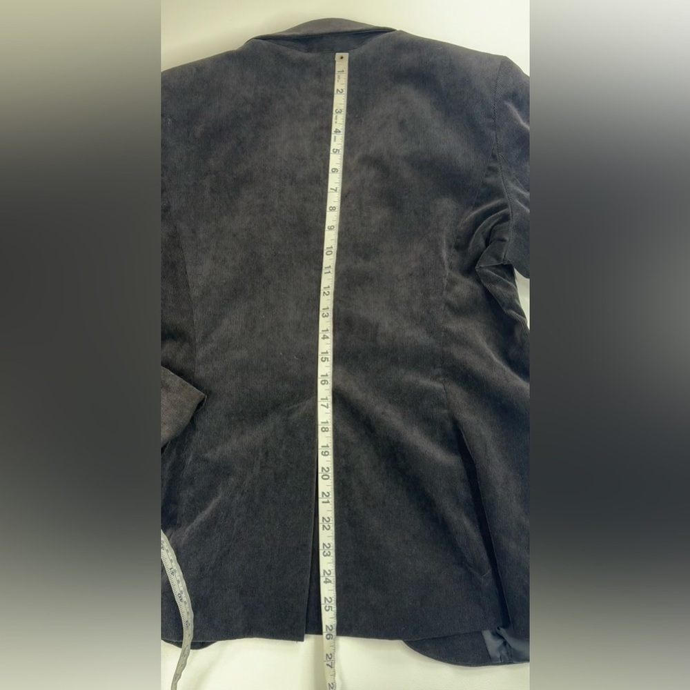 Norma Kamali Corduroy One Button Fitted Black Lined Blazer Womens Size 16 - Picture 11 of 11